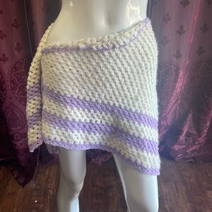 3/$20 Handmade Crochet White and Purple One Size Swim Cover Adjustable Skirt